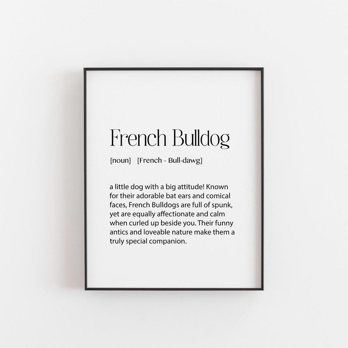 French Bulldog Definition Funny Dog Lover Gift Artwork Poster
