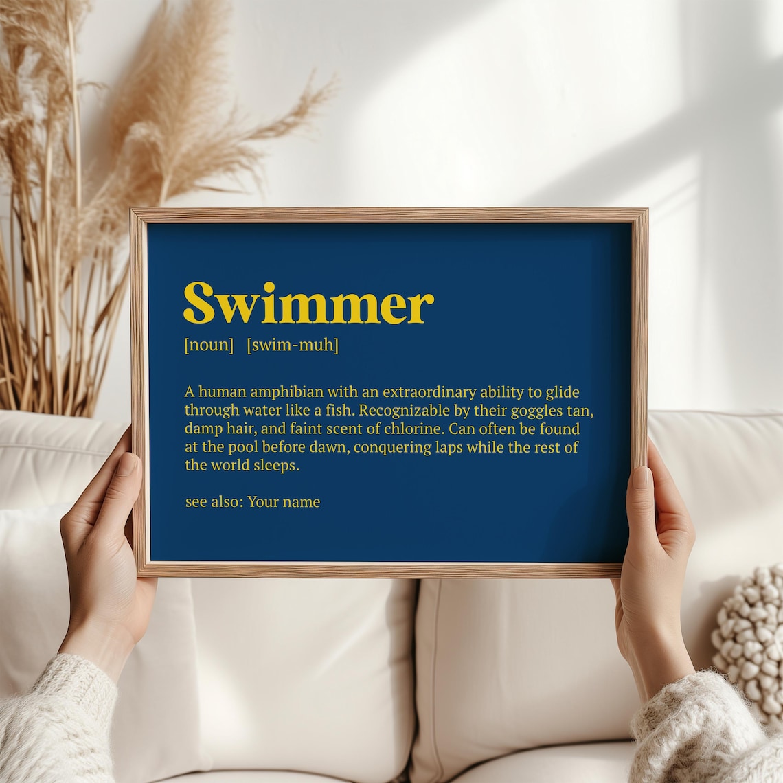 Personalised Swimmer Custom Name Swim Wall Art Print