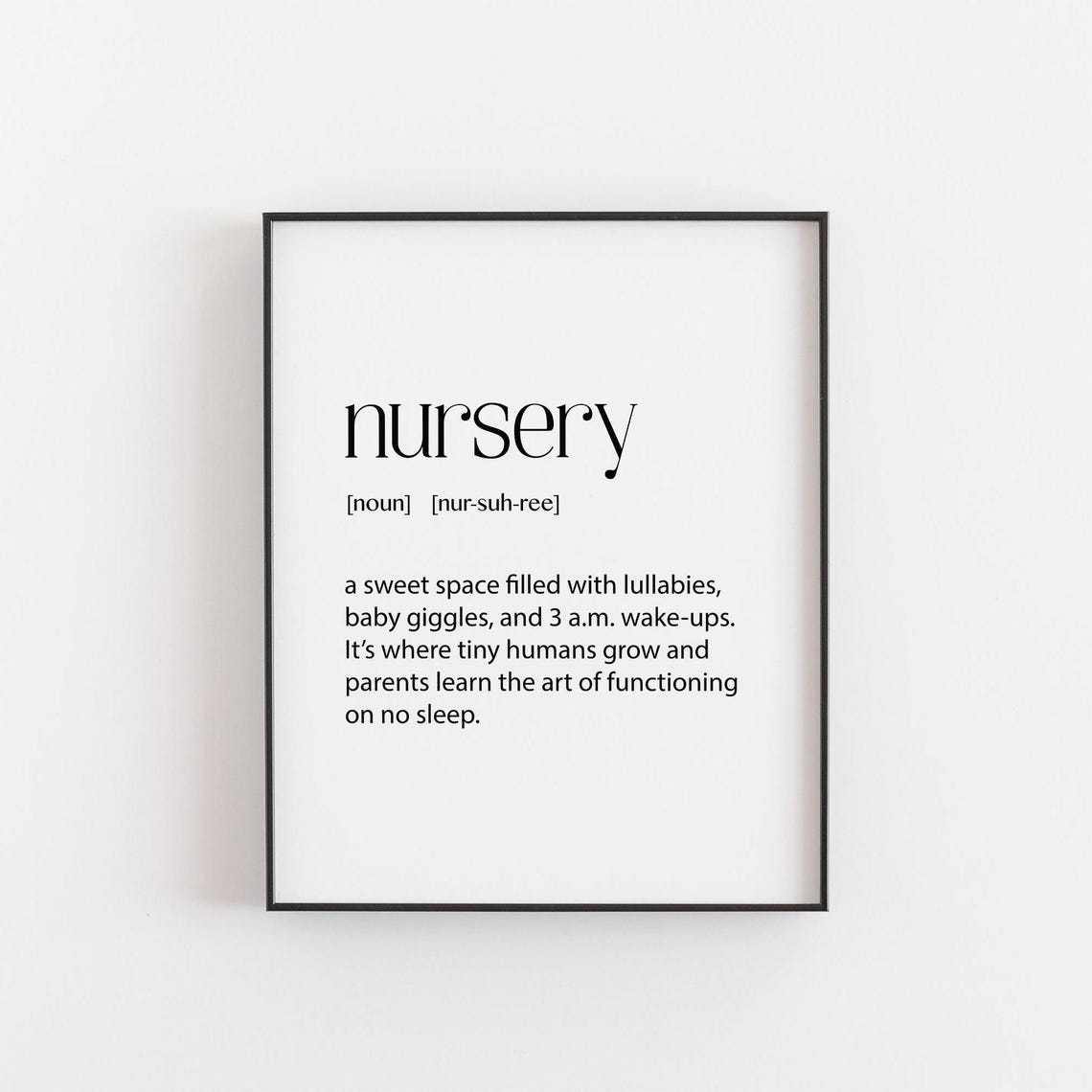 Nursery Definition Poster Sweet Space New Baby Lullabies Gift