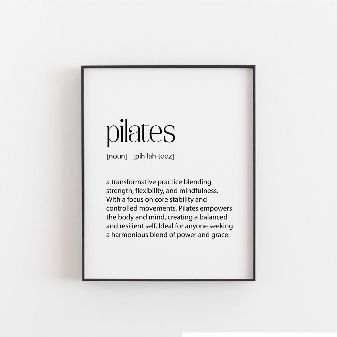 Pilates Definition Poster Fitness Studio Wall Decor Workout Gift