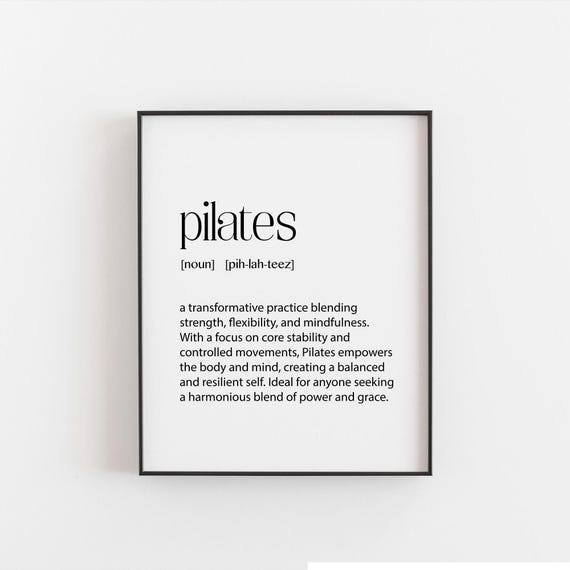 Pilates Definition Print Fitness Wall Art Enthusiast Gift Mindful Movement Decor Home Gym Wellness Lover