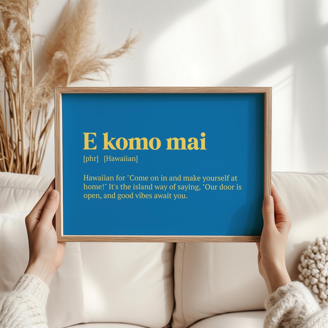 E Komo Mai Hawaiian Phrase Art Print, Island Welcome
