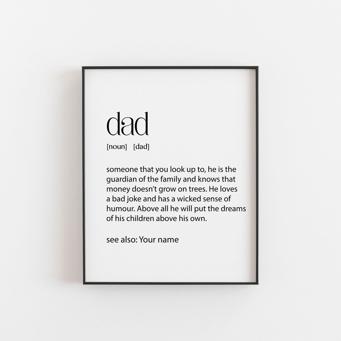 Personalized Definition Art Print For Dad