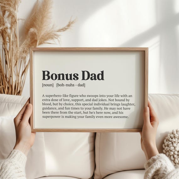 Bonus Dad Definition Print Stepdad Gift Wall Art Poster