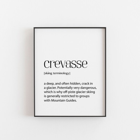 Crevasse Skiing Definition Poster Mountain Gift Winter Sports Wall Decor