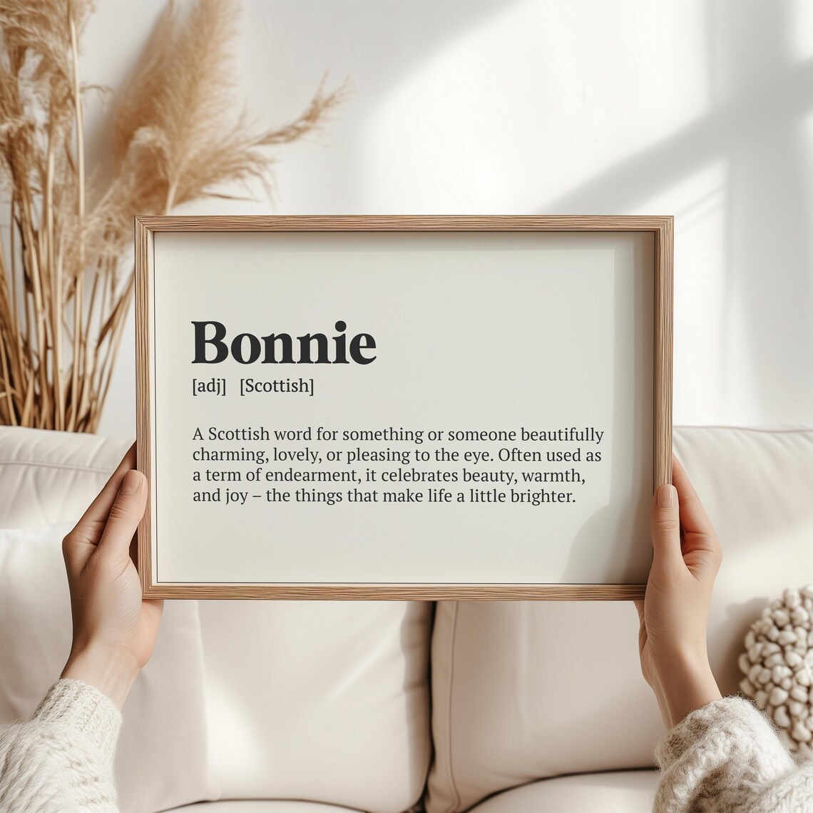 Bonnie Definition Print, Scottish Slang Decor