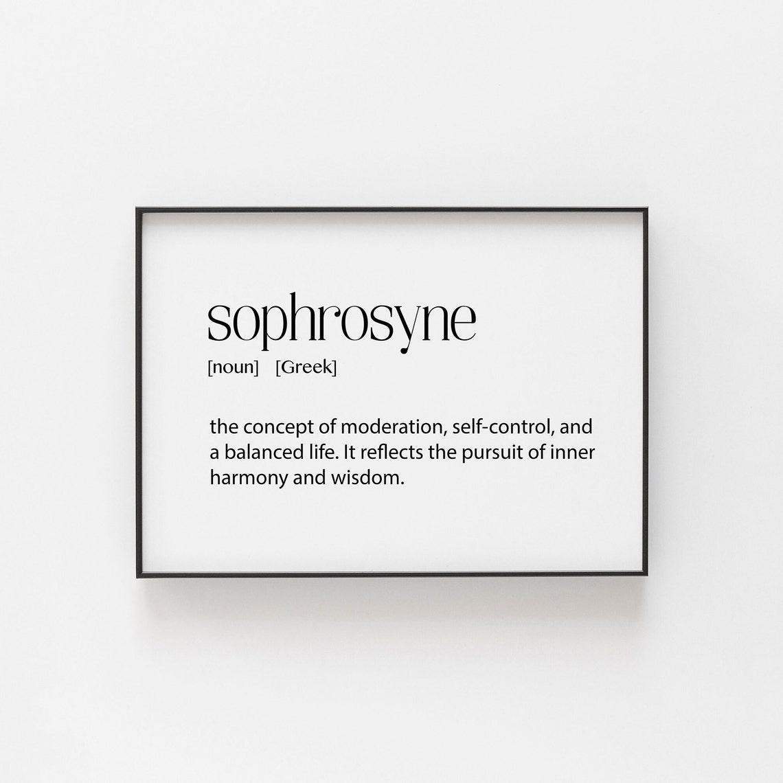 Sophrosyne Greek Definition Poster on Moderation Wisdom Minimal Art
