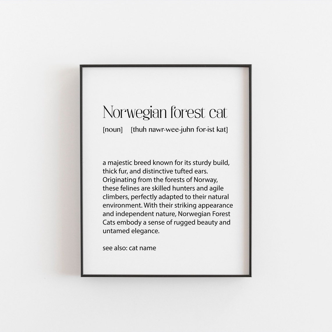 Norwegian Forest Cat Breed Definition Dictionary Nordic Feline Poster