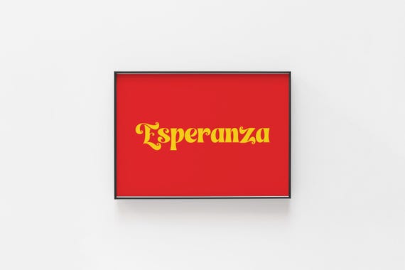 Esperanza Print Spanish Word For Hope Retro Wall Art Positive Quote Poster Pink Typography Inspirational Gift Boho Decor