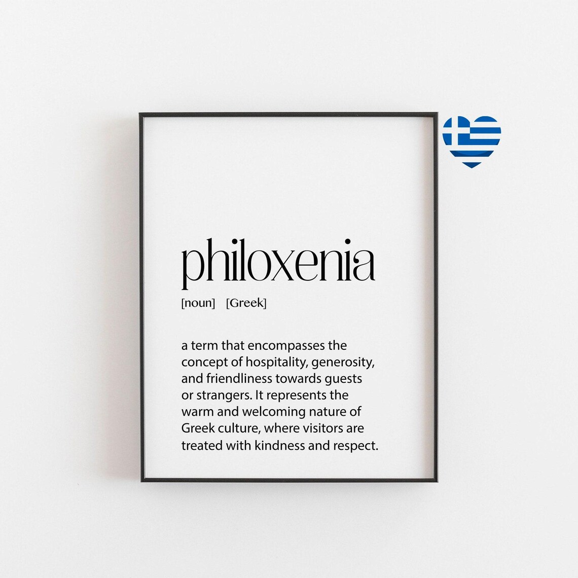 Philoxenia Definition Wall Art Print, Greek Hospitality