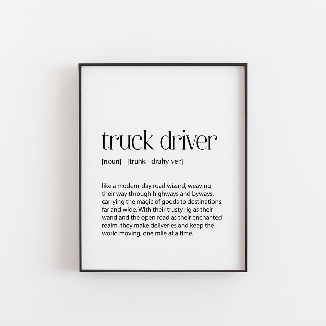 Truck Driver Definition Poster Funny Dictionary Quote Gift For Drivers