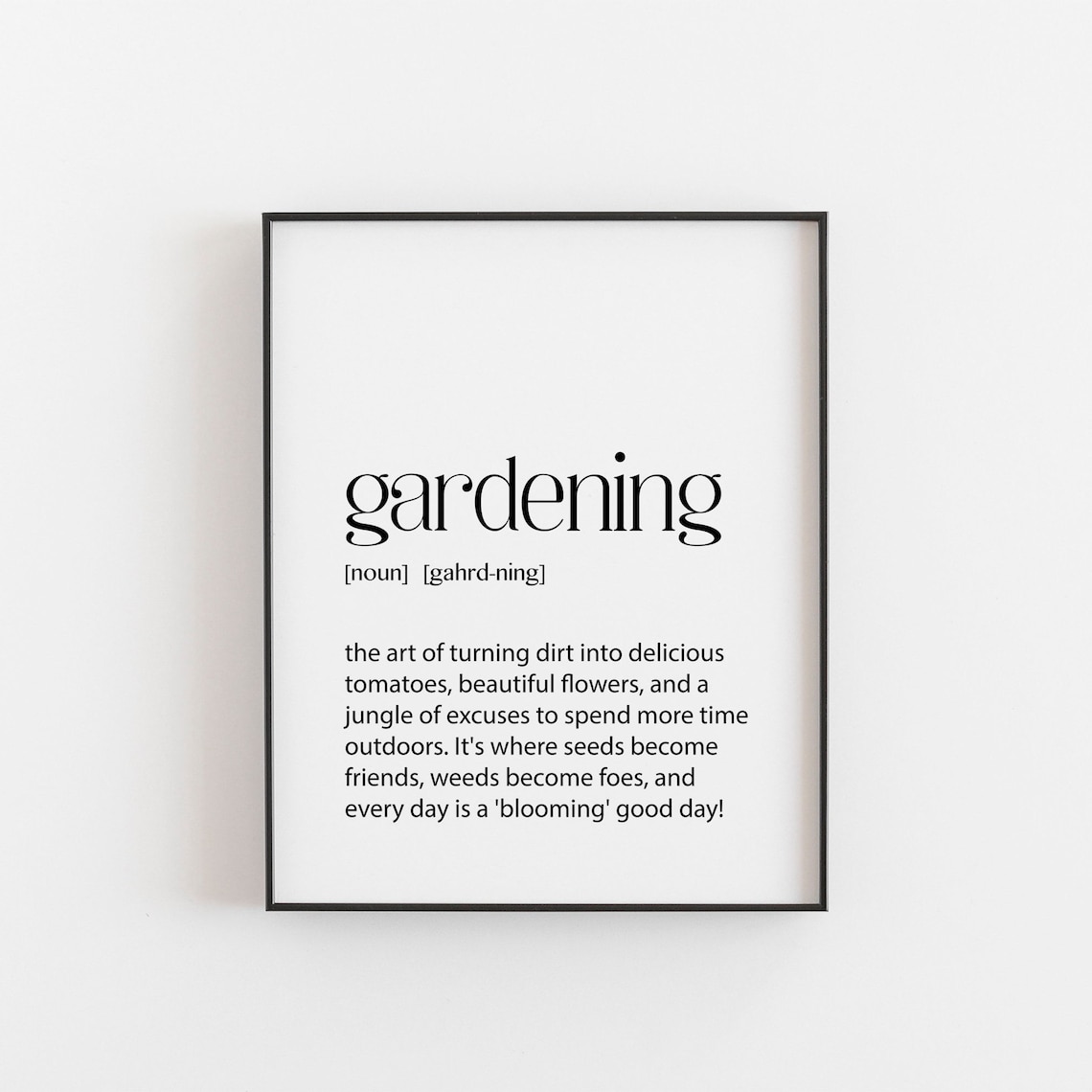 Gardening Definition Funny Quote Minimalist Typography Wall Poster