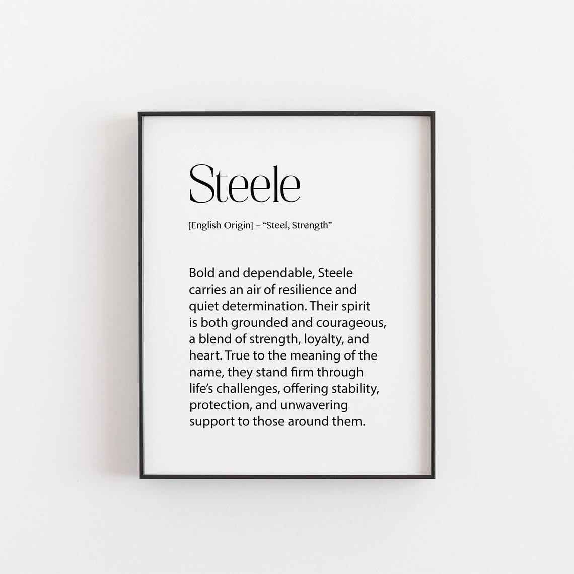 Steele Name Meaning Personalized English Origin Gift Wall Art