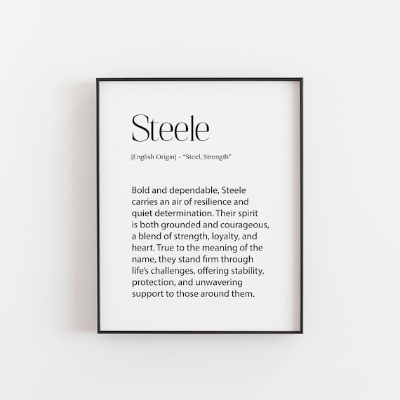 Steele Name Meaning Personalized English Origin Gift Wall Art