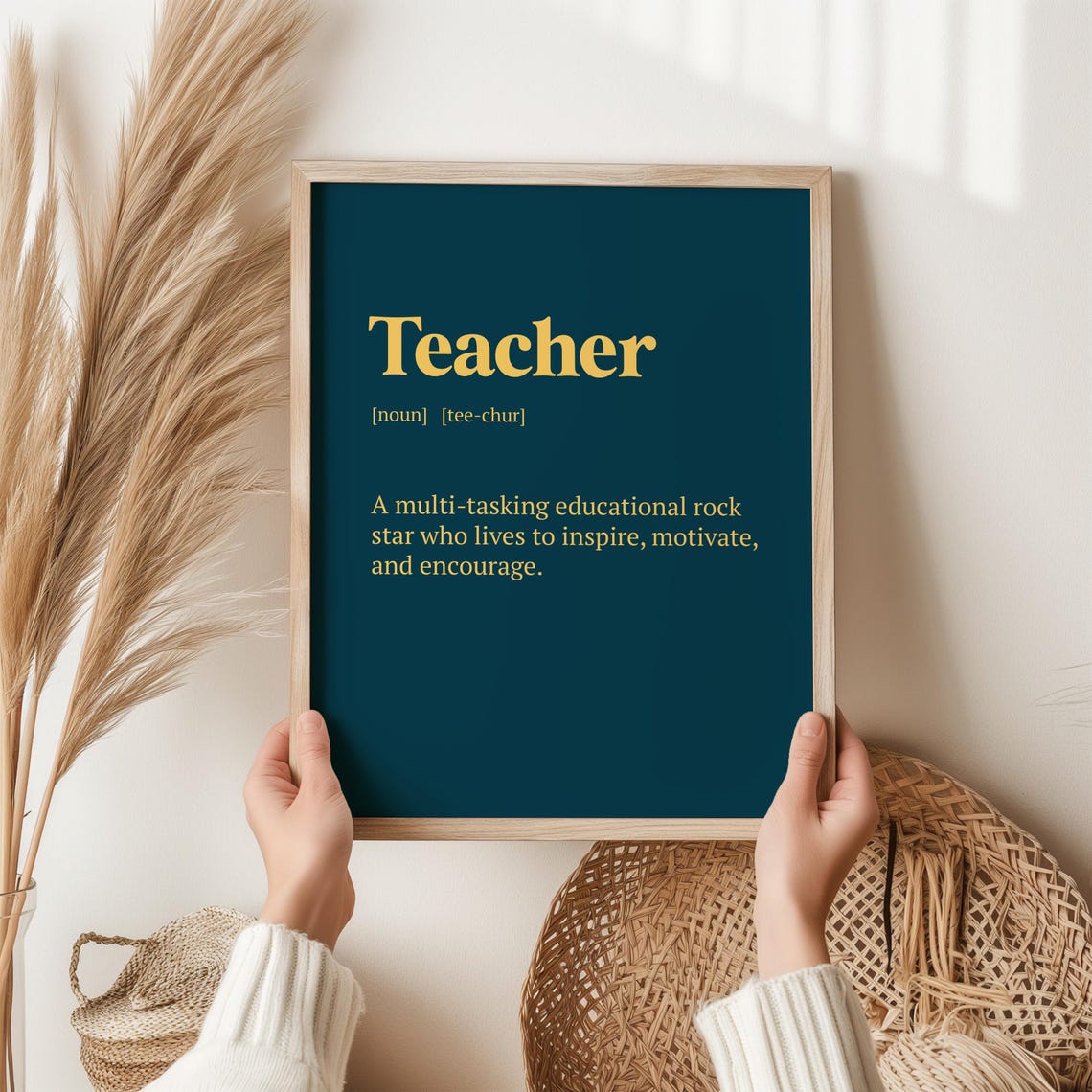 Teacher Definition Educational Rock Star Inspirational Classroom Poster