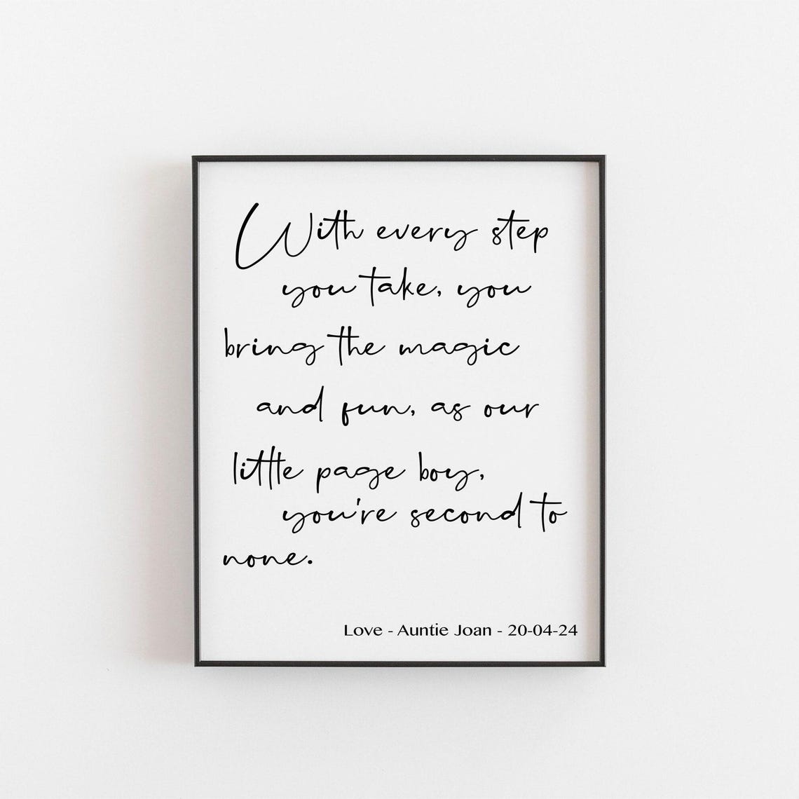 Page Boy Keepsake Wedding Poem Personalized Gift Quote Poster