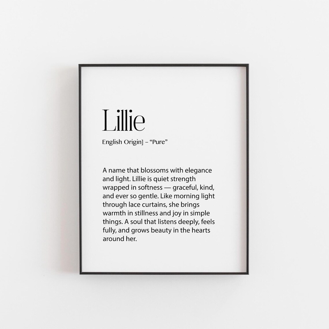 Lillie Name Meaning Print, Nursery Wall Art