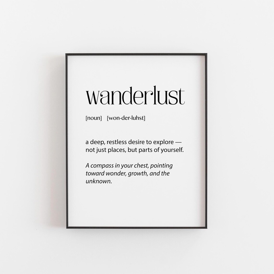 Wanderlust Definition Art Print, Travel Quote