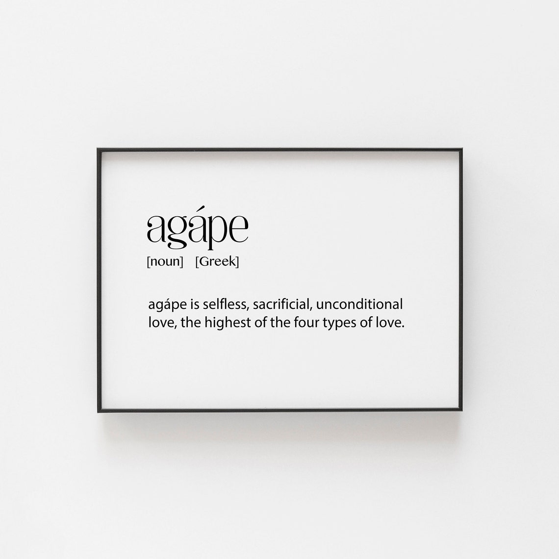 Agape Greek Word Definition Unconditional Selfless Love Art Print