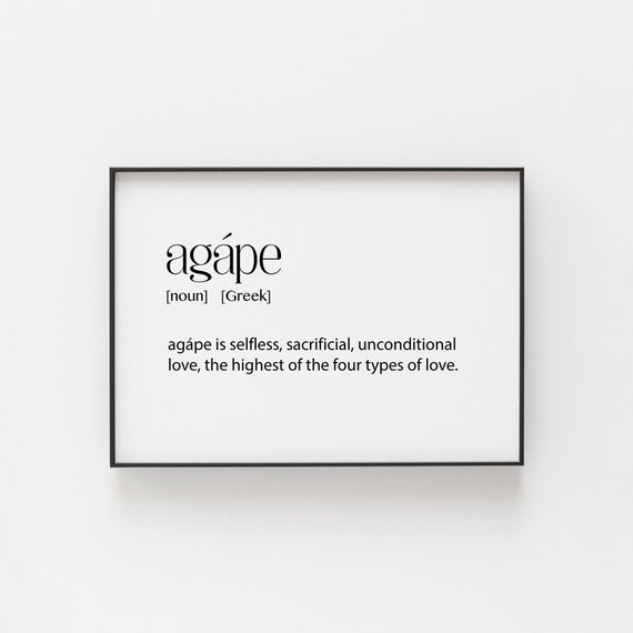 Greek Art Agape Definition Poster Wall Themed Home Decor Greece Anniversary Gift Love Gifts