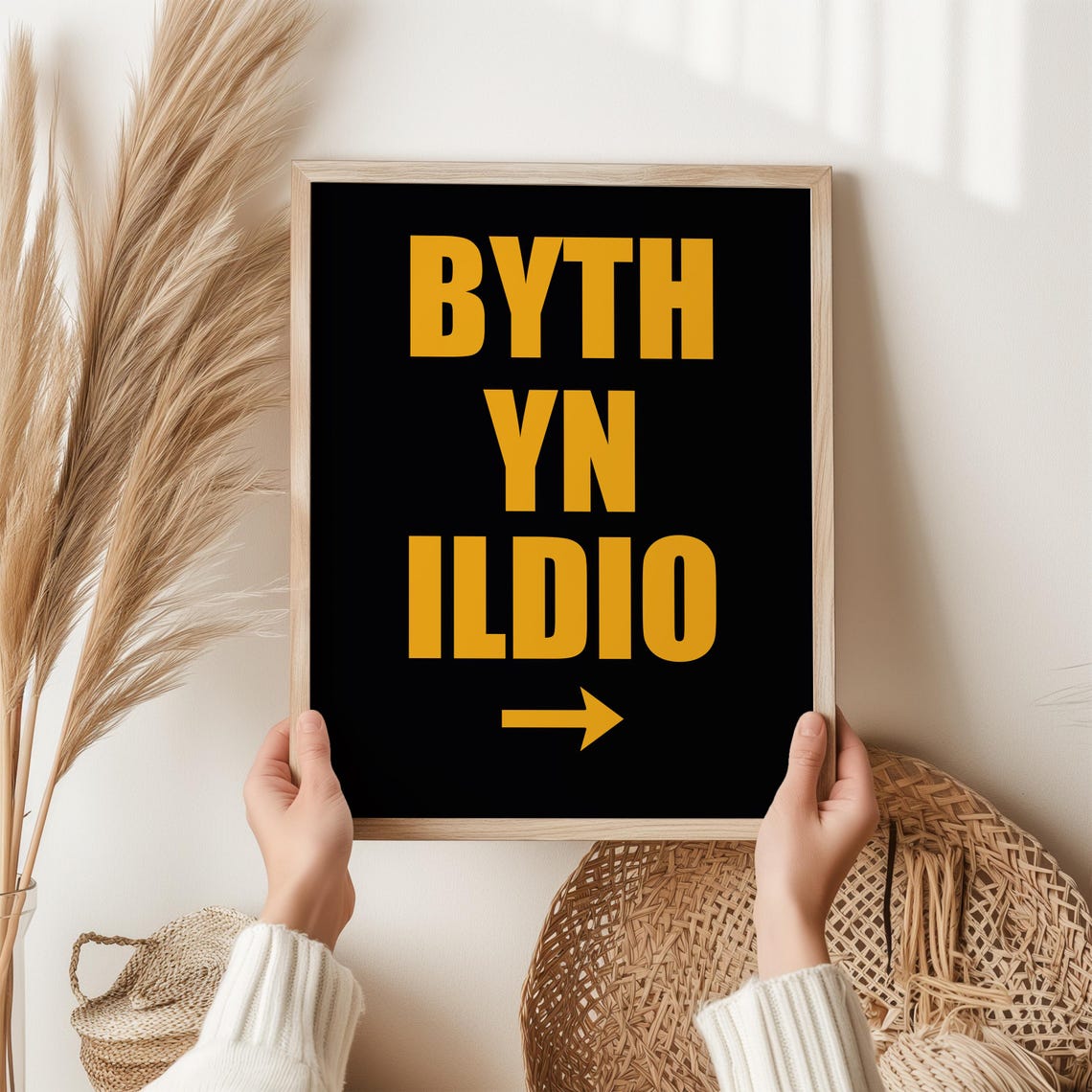 Byth Yn Ildio Mirrored Bold Black Typography Graphic Art Poster