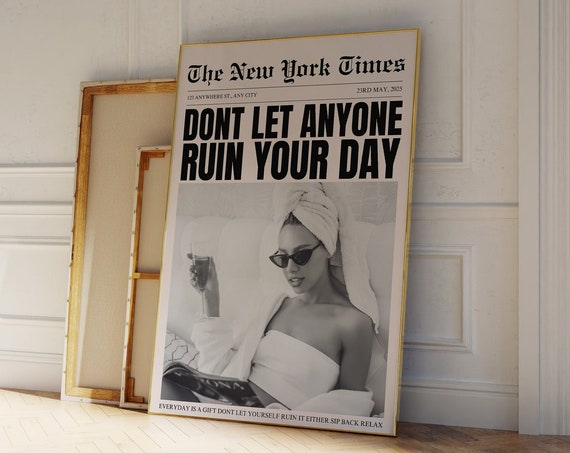 Newspaper Wall Artnew York Times Printretro Vintage Bar Cart Artit Girl Dorm Retro Wall Artnewspaper Trendy Artnewspaper Quote Print