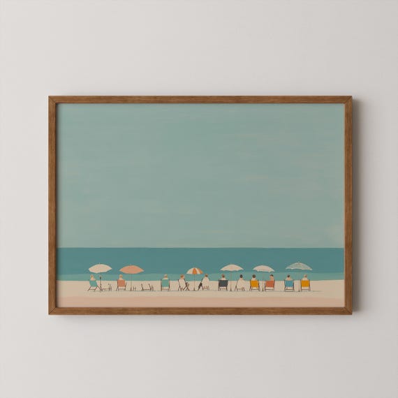 Vintage Beach Day Poster, Coastal Wall Art