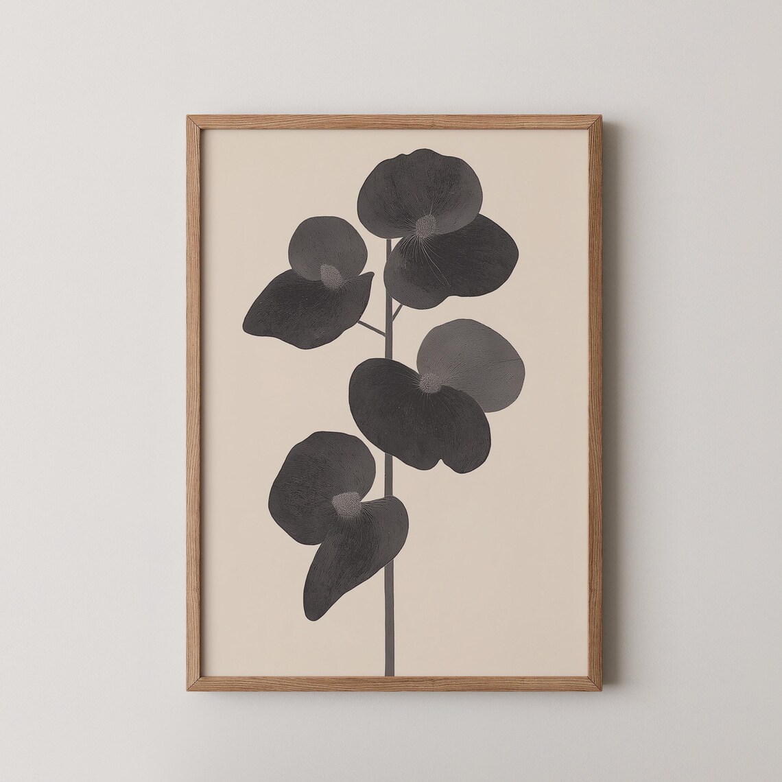 Elegant Black Orchid Botanical Minimalist Vintage Floral Art Print