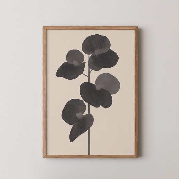 Elegant Black Orchid Botanical Minimalist Vintage Floral Art Print