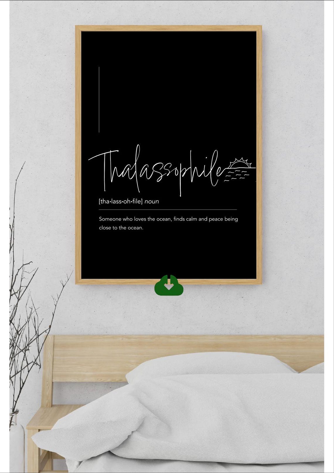 Thalassophile Script Definition Black Ocean Lover Sunset Art Poster - Image 2