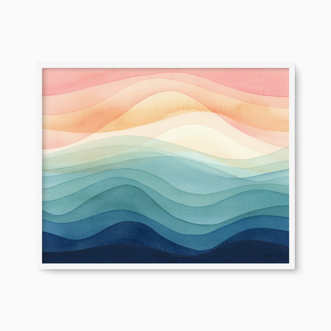 Beach Ocean Waves Pastel Coastal Art Print