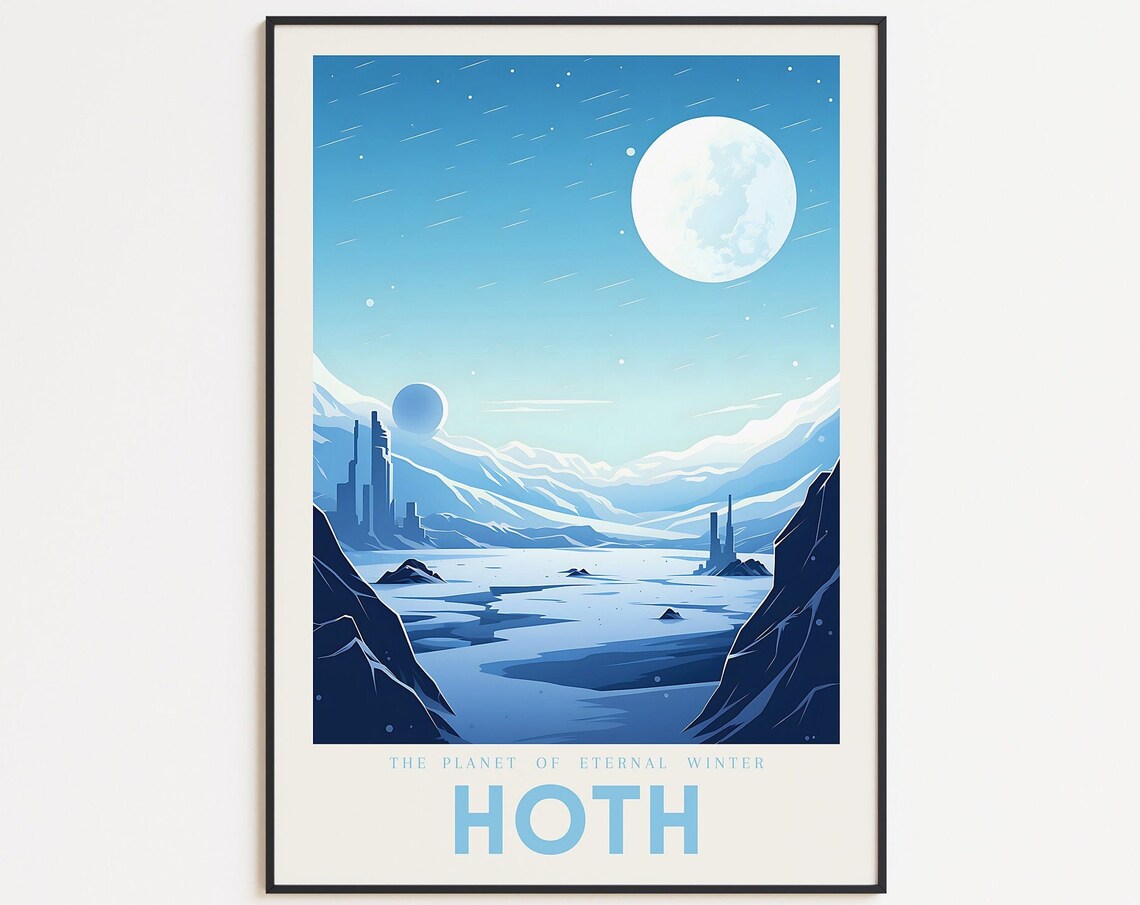 Star Wars Planet Hoth Vintage Travel Poster Print