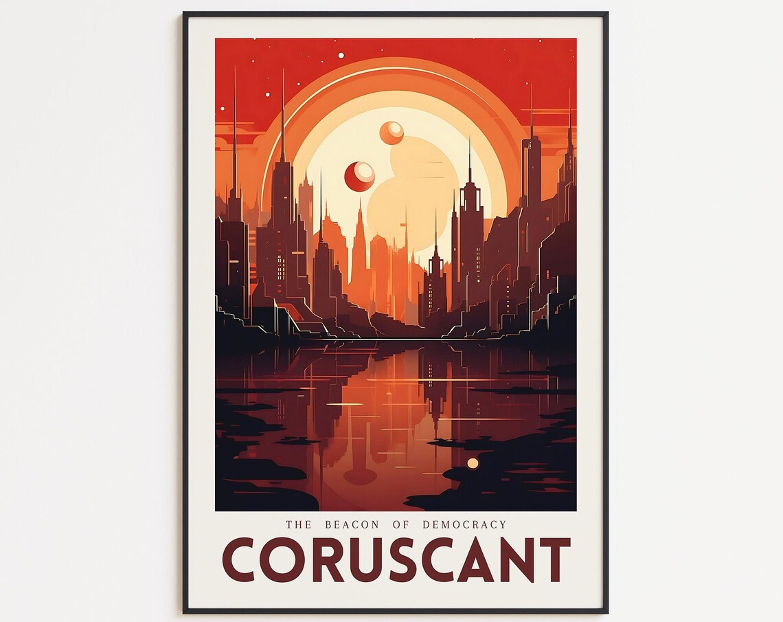 Star Wars Planet Coruscant Vintage Travel Poster
