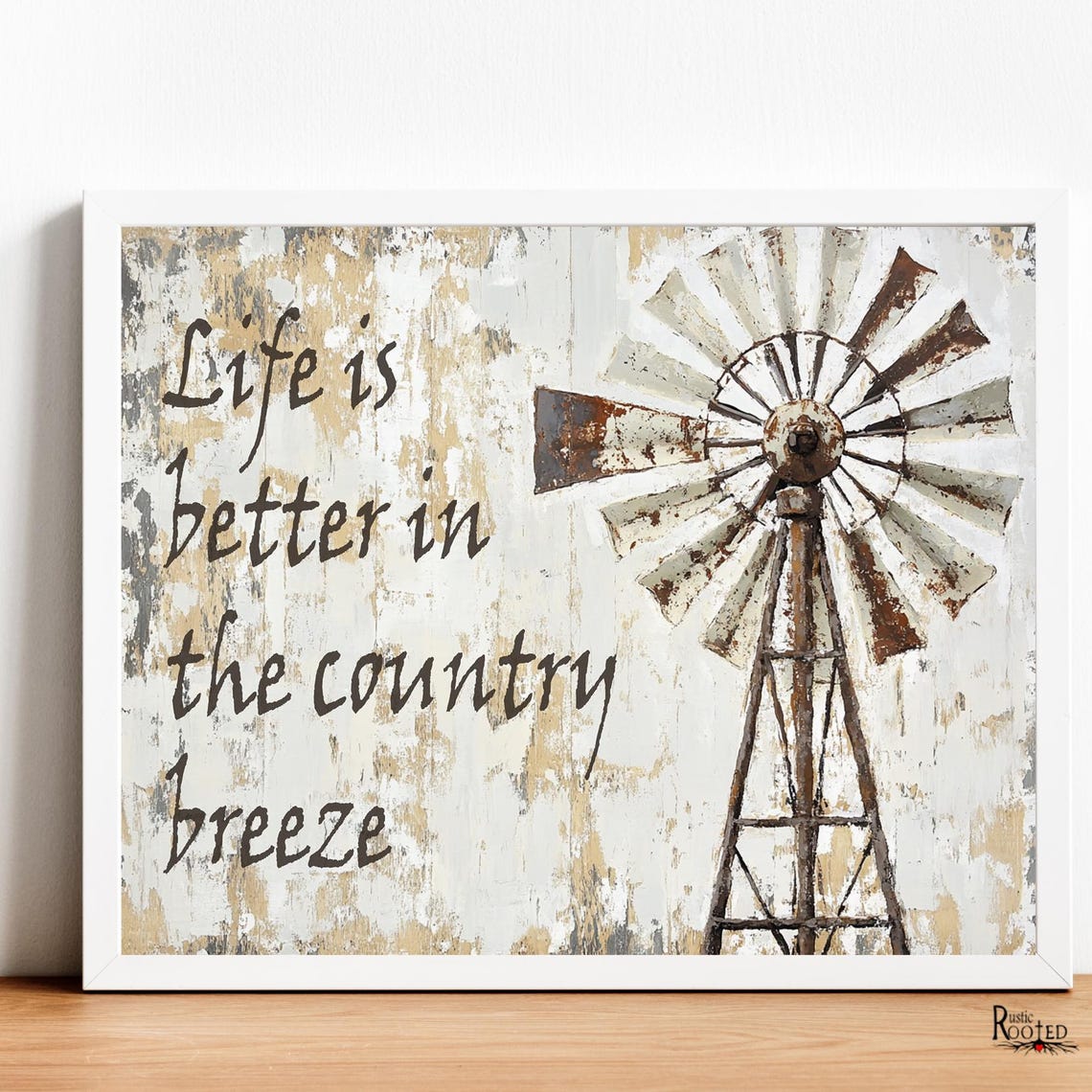 Life Is Better In The Country Breeze Windmill Rustic Quote Poster - Image 3