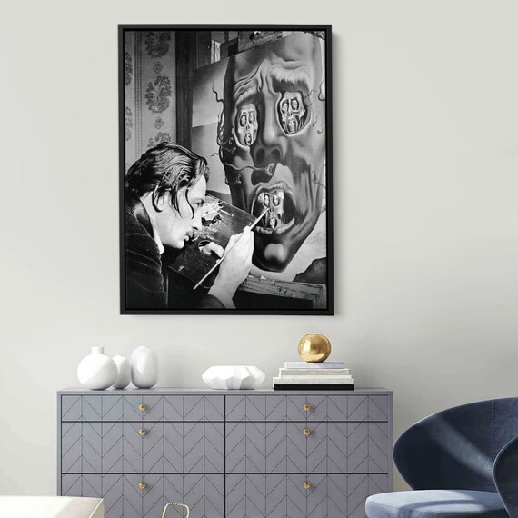 Salvador Dali Painting The Face Of War Artist Studio Photo Poster