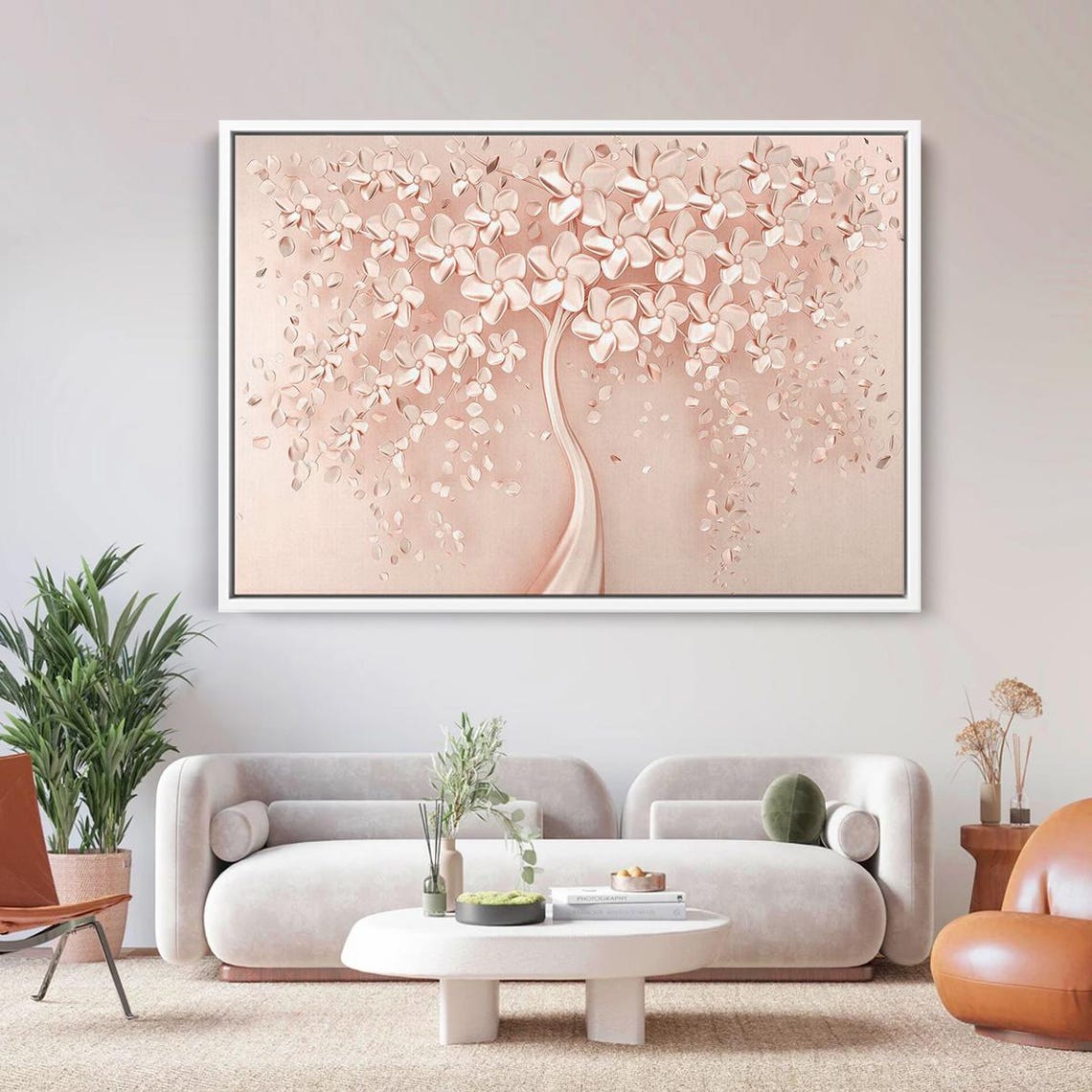 Rose Gold 3D Floral Blossom Tree Elegant Modern Living Room Poster