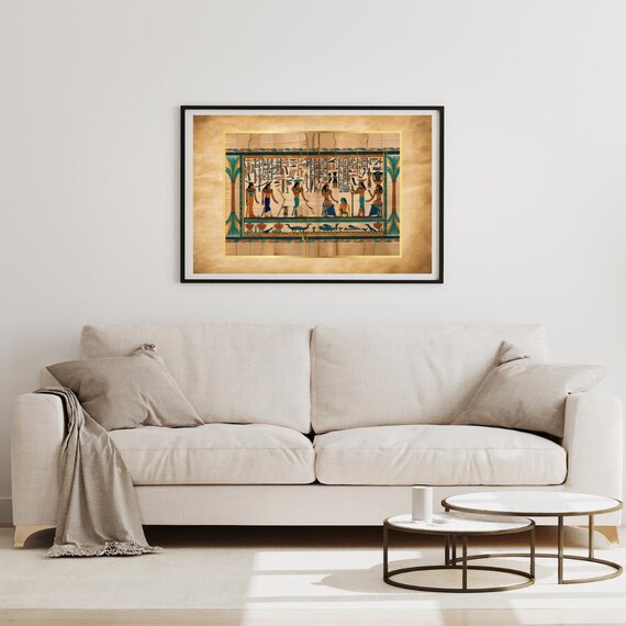 Egyptian Papyrus Art Ancient Hieroglyphs Pharaoh Style Print
