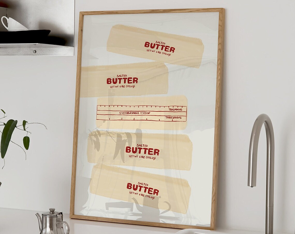 Butter Stick Print, Minimalist Kitchen Art
