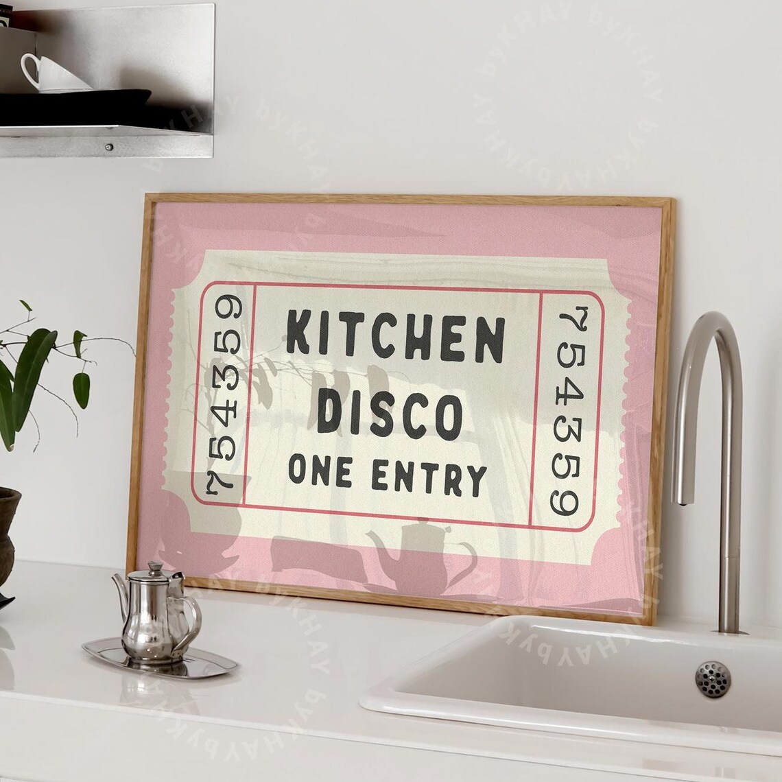Kitchen Disco Ticket, Pink Retro Aesthetic Art Print