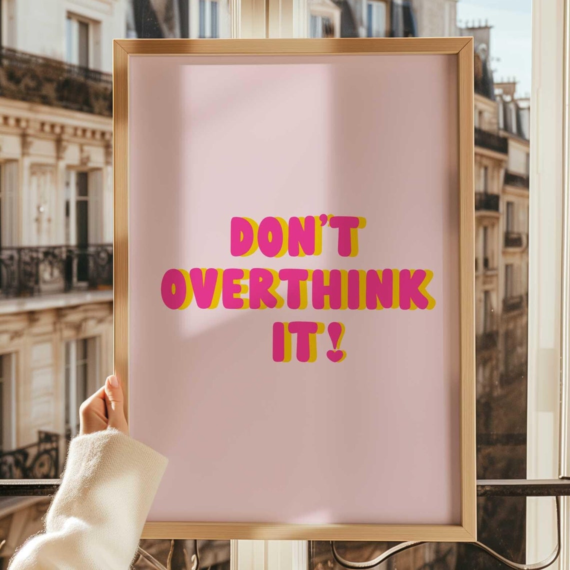 Do Not Overthink It Pink Bubble Letters Inspirational Poster