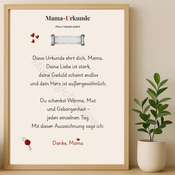 Personalized Mothers Day Certificate As A Print Pdf In A1a5 Sizes For Birthdays Or Thank You