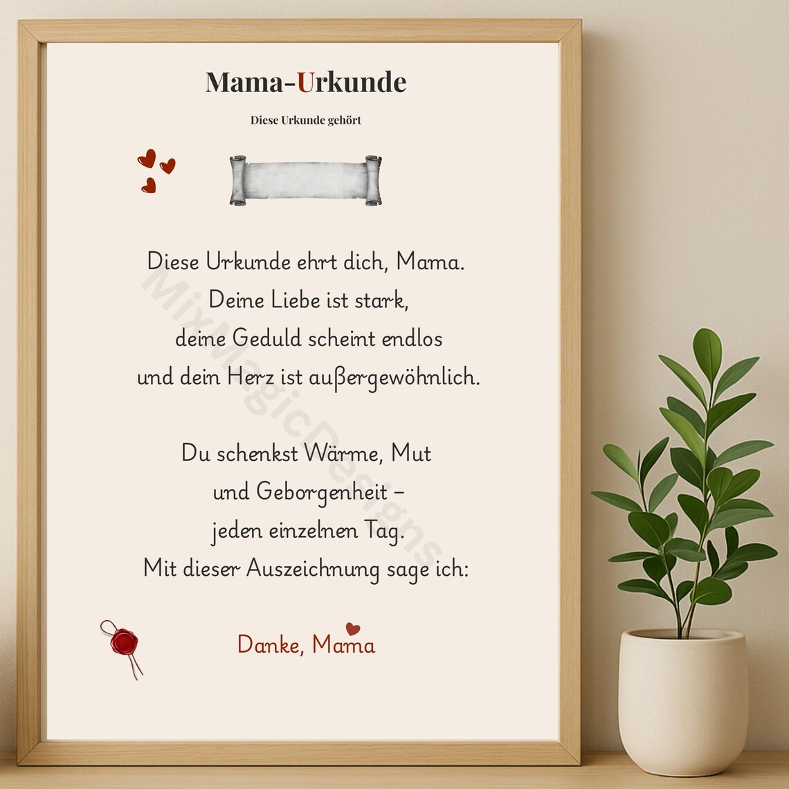 Mama Urkunde Mother's Day Certificate German Gift Print for Mom