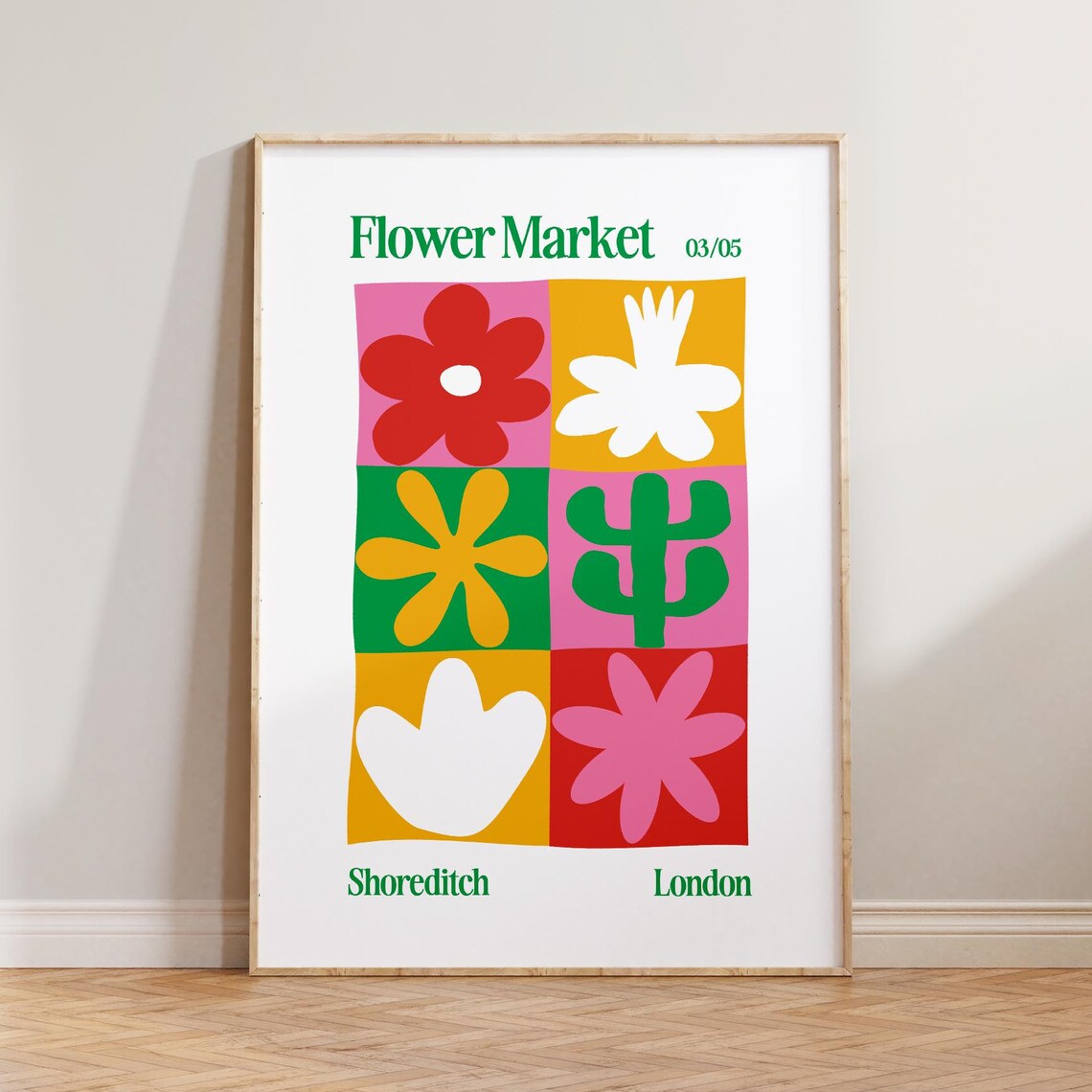 Flower Market Shoreditch London Colorful Abstract Blooms Poster