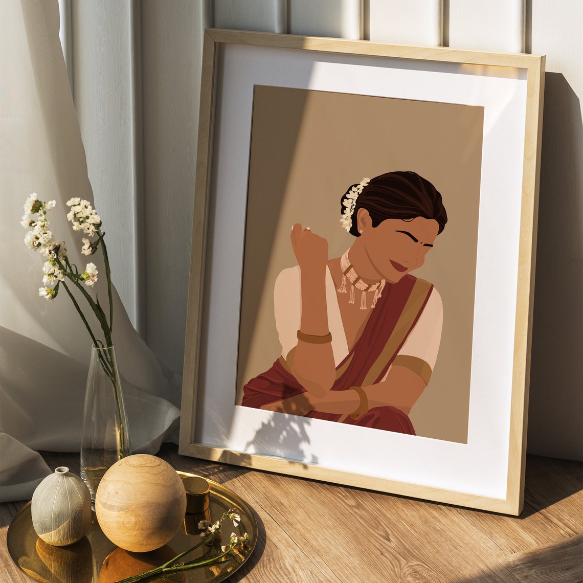 Desi Art South Asian Woman Art Brown Girl Modern Indian Woman In Saree Art South Indian Art Tamil Girl Art Indian Wall Art Telugu Art - Image 2