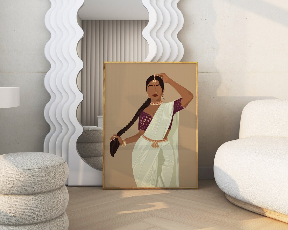 Indian Woman In Saree - Modern Art - Image 2