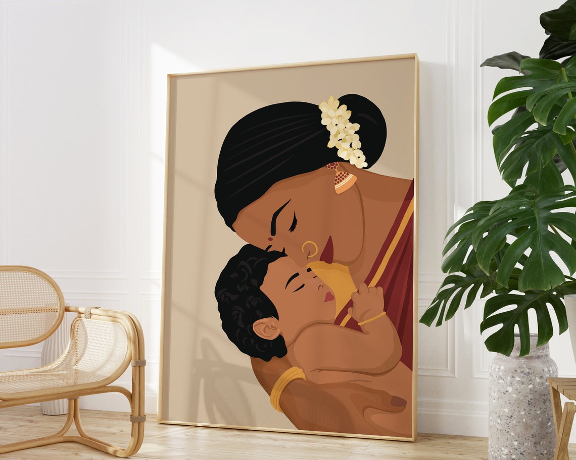 Mother Child Art Print, South Asian Indian Art - Image 2