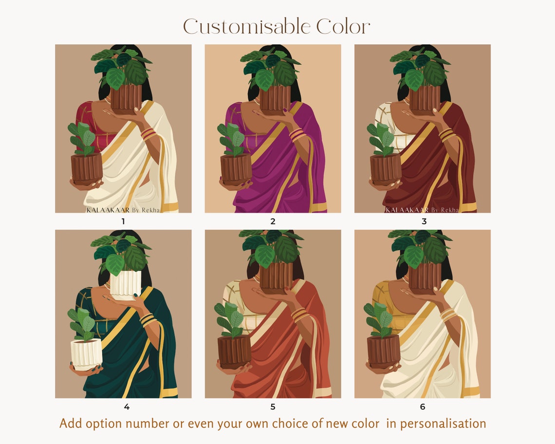 Desi Plant Mom Art Print, Indian Woman Plant Lover - Image 2
