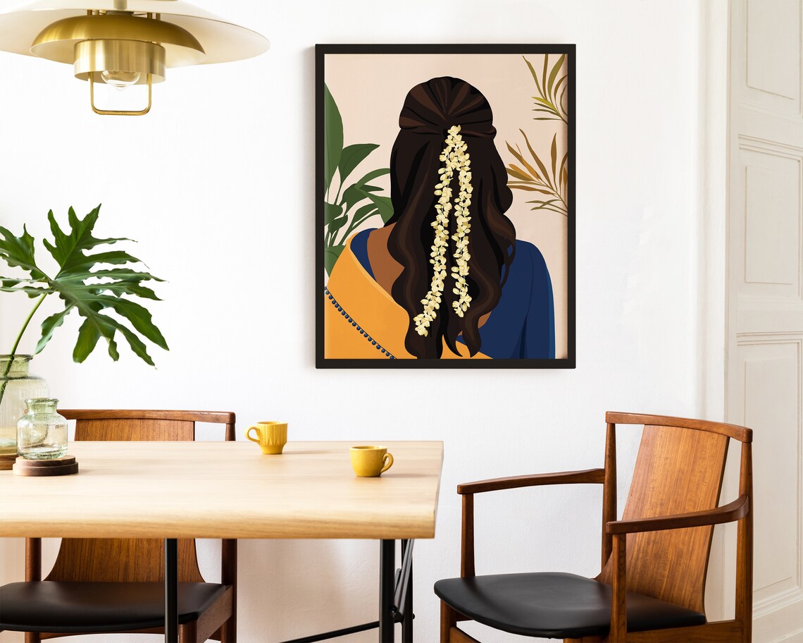 South Asian Woman in Saree, Modern Wall Art Print - Image 4