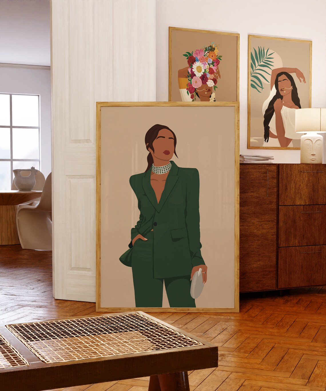 Desi Art Indian Woman In Suit, Wall Art Print - Image 3