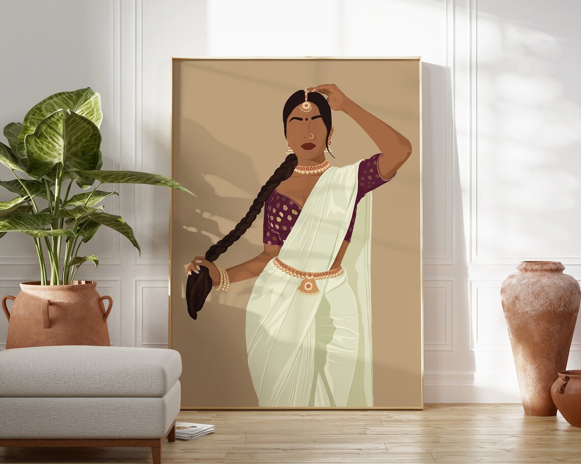 Indian Woman In Saree - Modern Art - Image 4